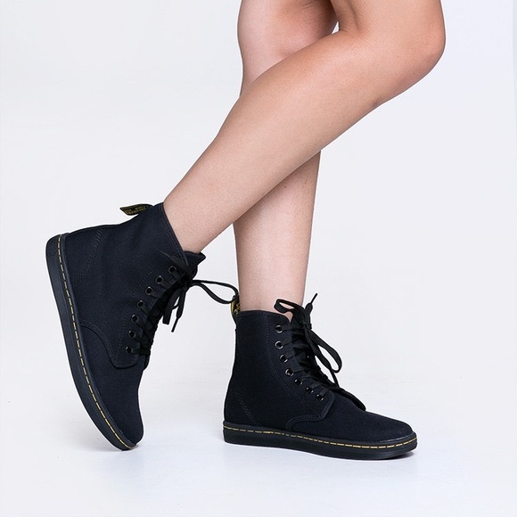 Dr. Martens Shoes - Dr Marten black canvas shoreditch sneaker boot